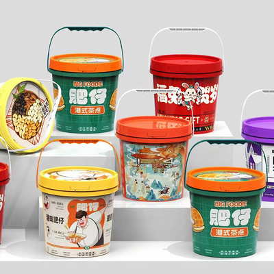 Προσαρμοσμένο λογότυπο IML Food Packaging Bucket για σάλτσες φυστικοβούτυρο και βαμβάκι