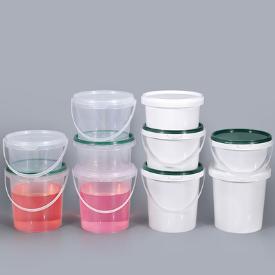 500 ml PP Διαυγές λευκό φαγητό για να το πάρετε έξω Πακέτο παγωτό μπισκότα μικρός πλαστικός κουβάς με καπάκι χειριστή
