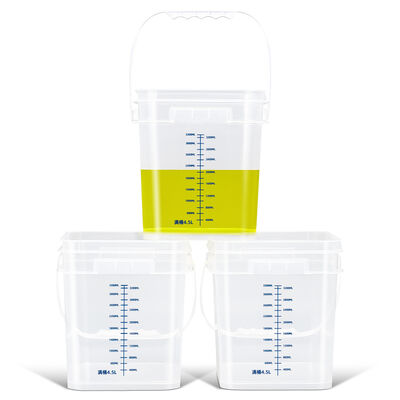 Χονδρική 4L 10L 16L Διαφανής PP Μετρημένος Κουβάς Οικολογικός Παχύς Άδειος Πλαστικός Τετράγωνος Κουβάς με Γραμμή Κλίμακας για Χημικά Υγρά